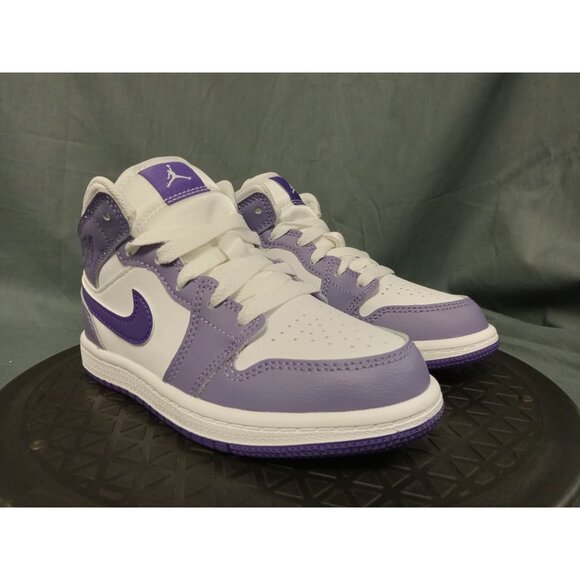 Jordan 1 Mid (PS) Leather Girls Purple White Size 1Y BRAND NEW IN BOX! - Picture 10 of 11